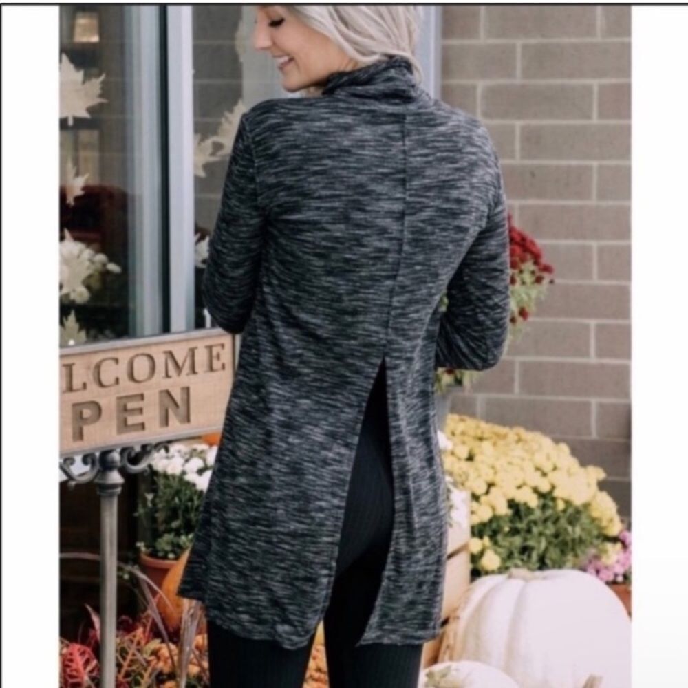 Free People We The Free Stone Cold Turtleneck slit back marled tunic size medium - Picture 3 of 16